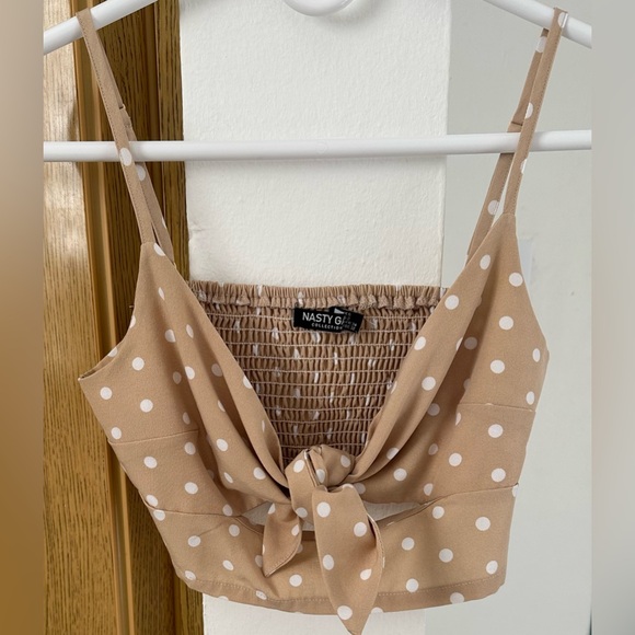 Nasty Gal Polka Dot Two-Piece Set – Size 2, Sand - Picture 5 of 7
